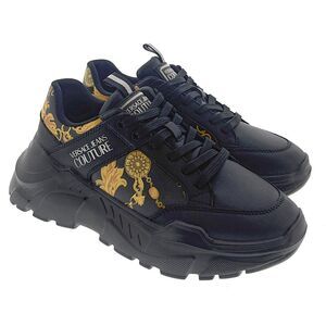 Versace Jeans Couture Black/Gold Mens  Baroque Panel Sneakers